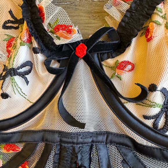 For Love & Lemons Lace Bow Corset Top NWT 32DD Coquette Renaissance Bustier Sexy - Picture 6 of 15